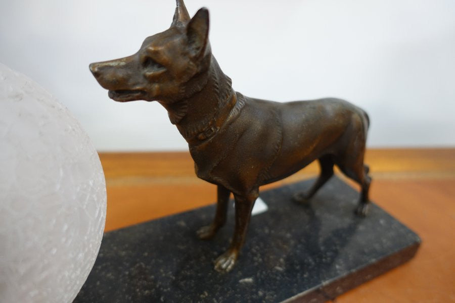 French Cold Painted Spelta Dog Lamp
