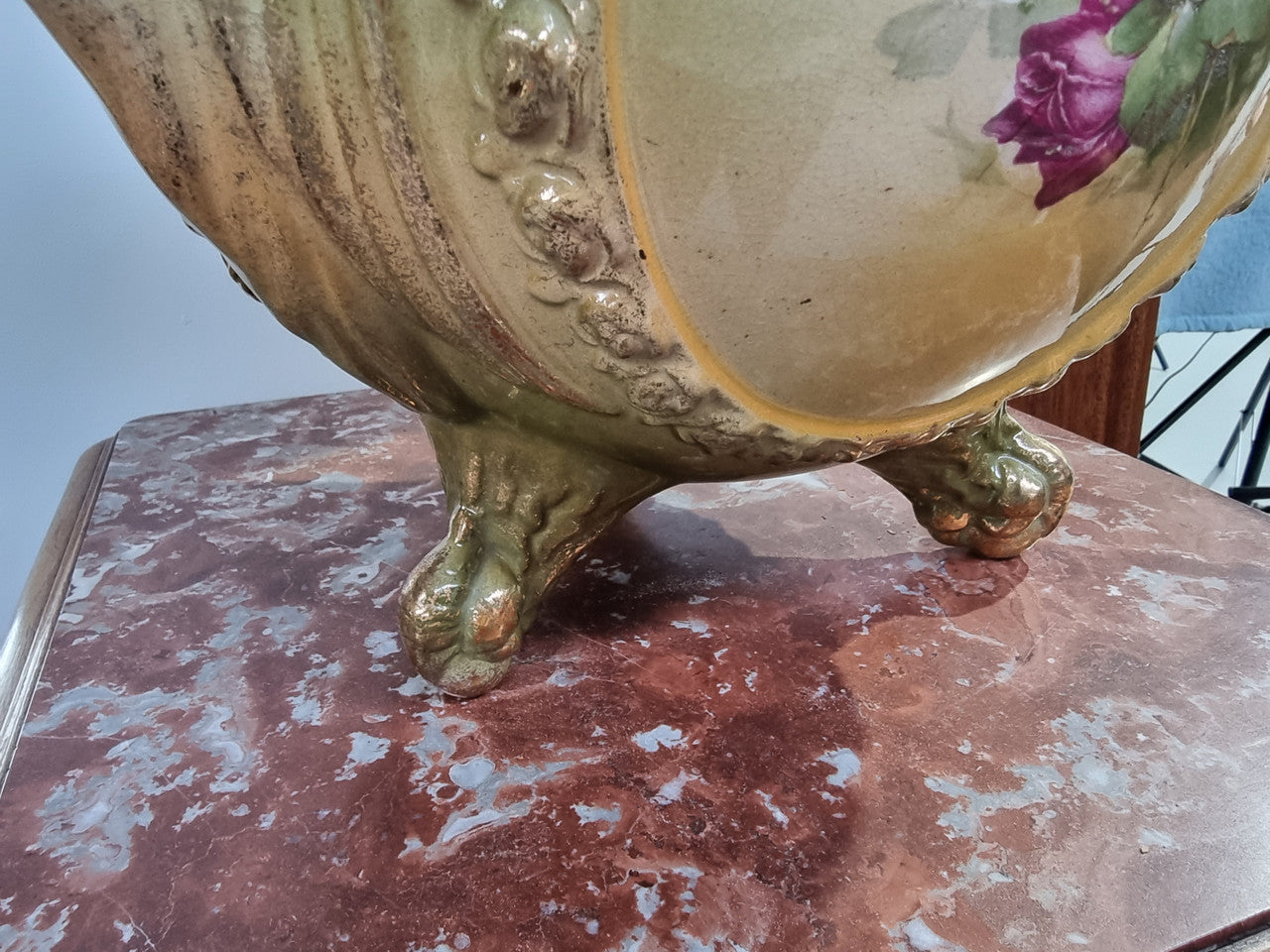 Large late Victorian English jardinière featuring three women figureheads. In good condition some loss to gilding on the figureheads, place view photos as they help form part of the description.