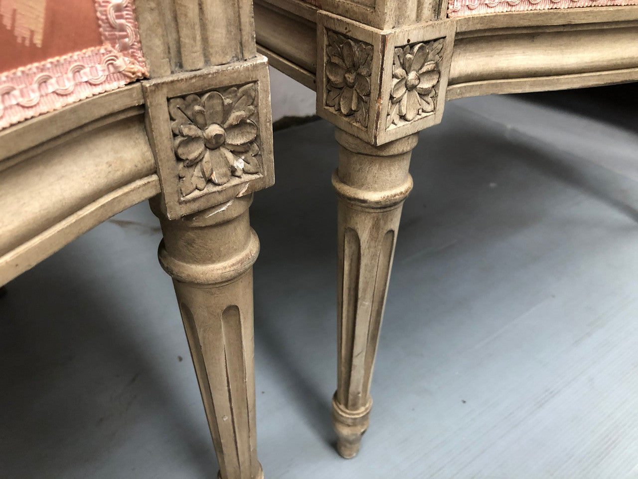 Pair Of French Louis XV Style Cane Back and Upholstered Seat Fauteuils