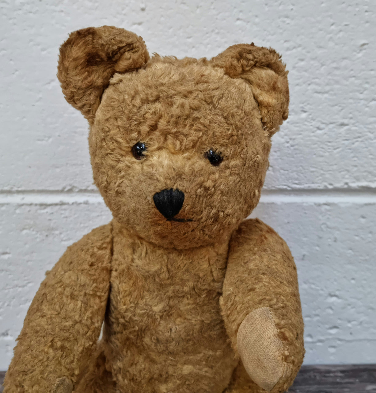 Part of a huge collection is this adorable old Vintage Teddy bear with glass eyes. The growler still works and he is in good original condition.