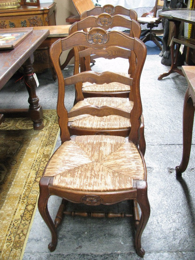 Set of 6 Solid French Oak Chairs-1