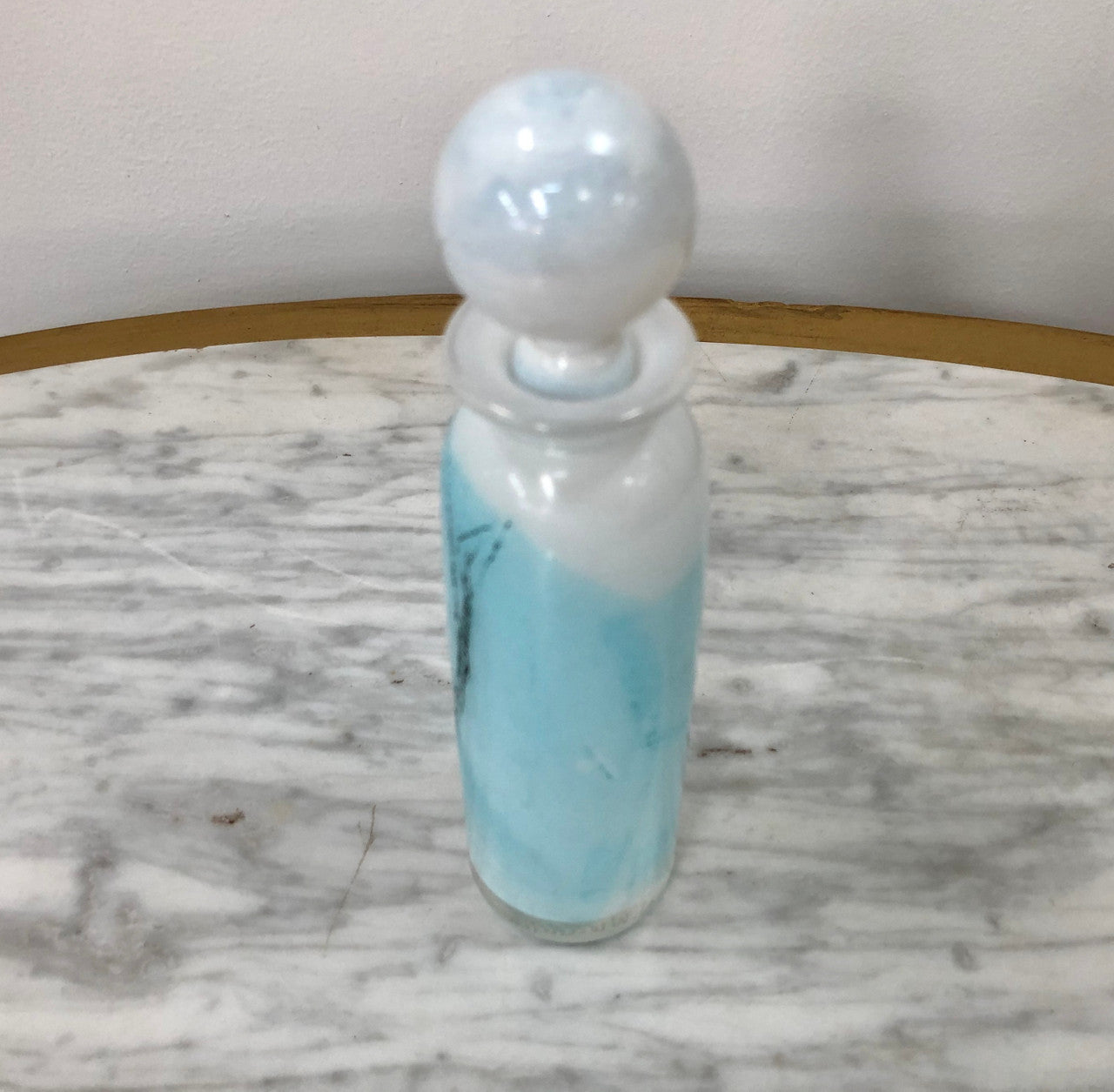 Nick Wirdnam Long White & Blue Art Glass Scent Bottle