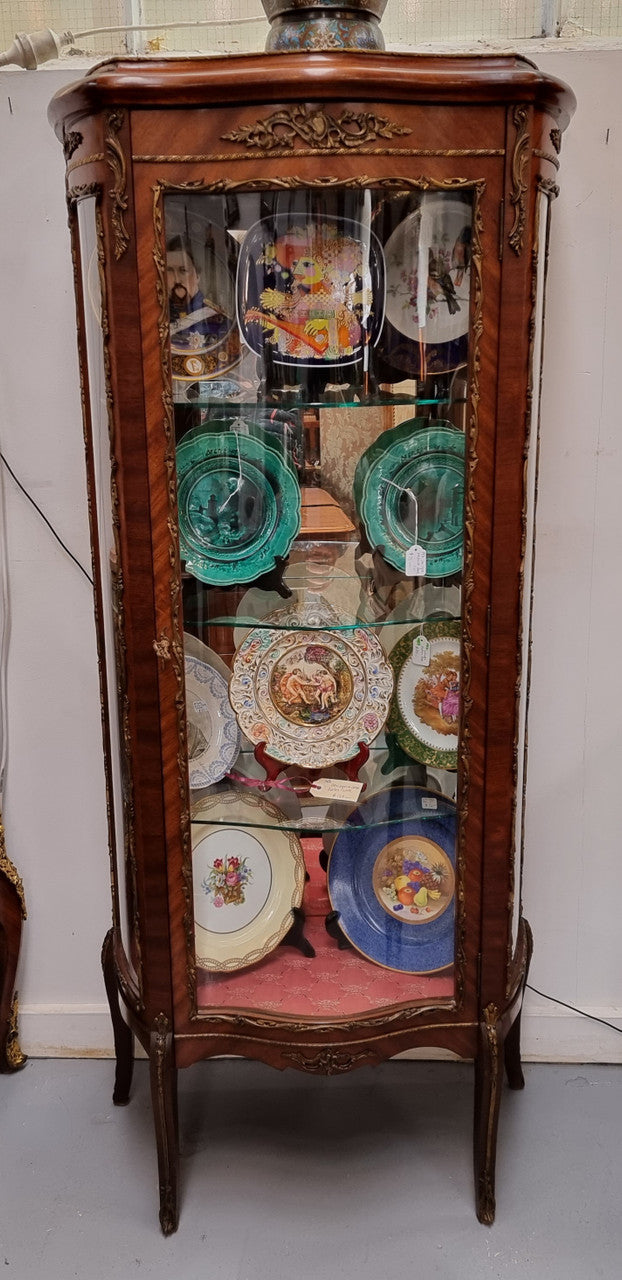 Stunning French Louis XV Style Walnut & Ormolu Vitrine