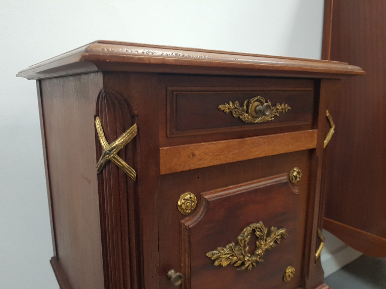 French Walnut Louis XVI Style Single Bedside Cabinet