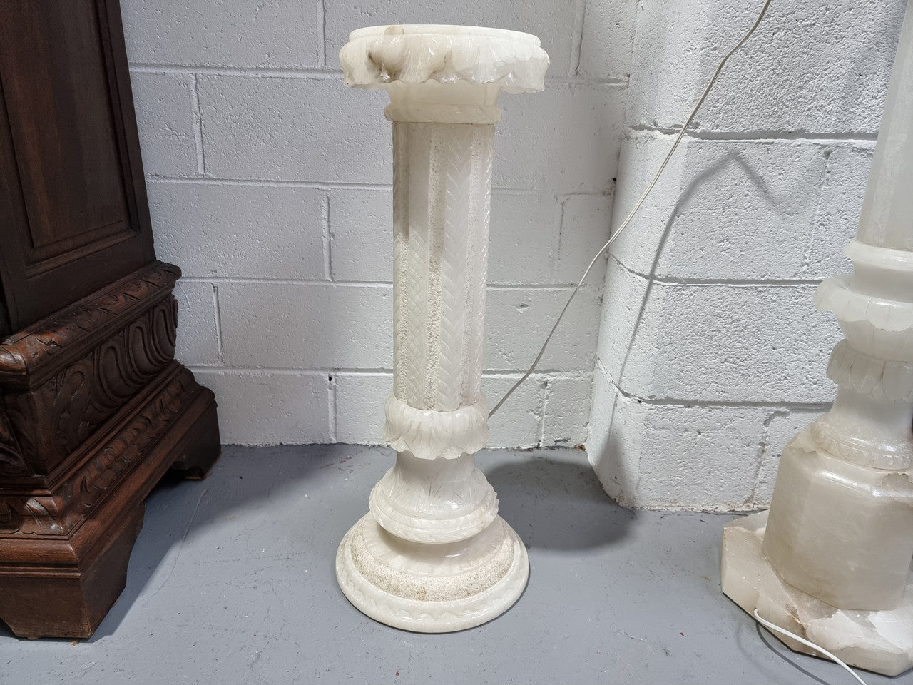 White Alabaster Floor Lamp Column Pedestal