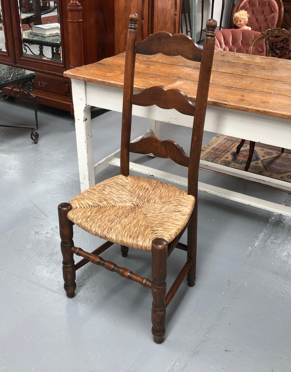 French Set Of Six Ladder Back Rush Seat Chairs