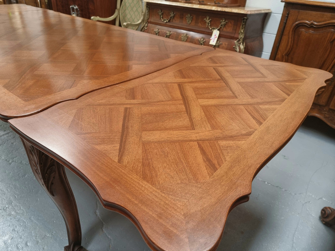 Louis XV Style Parquetry Top Extension Table