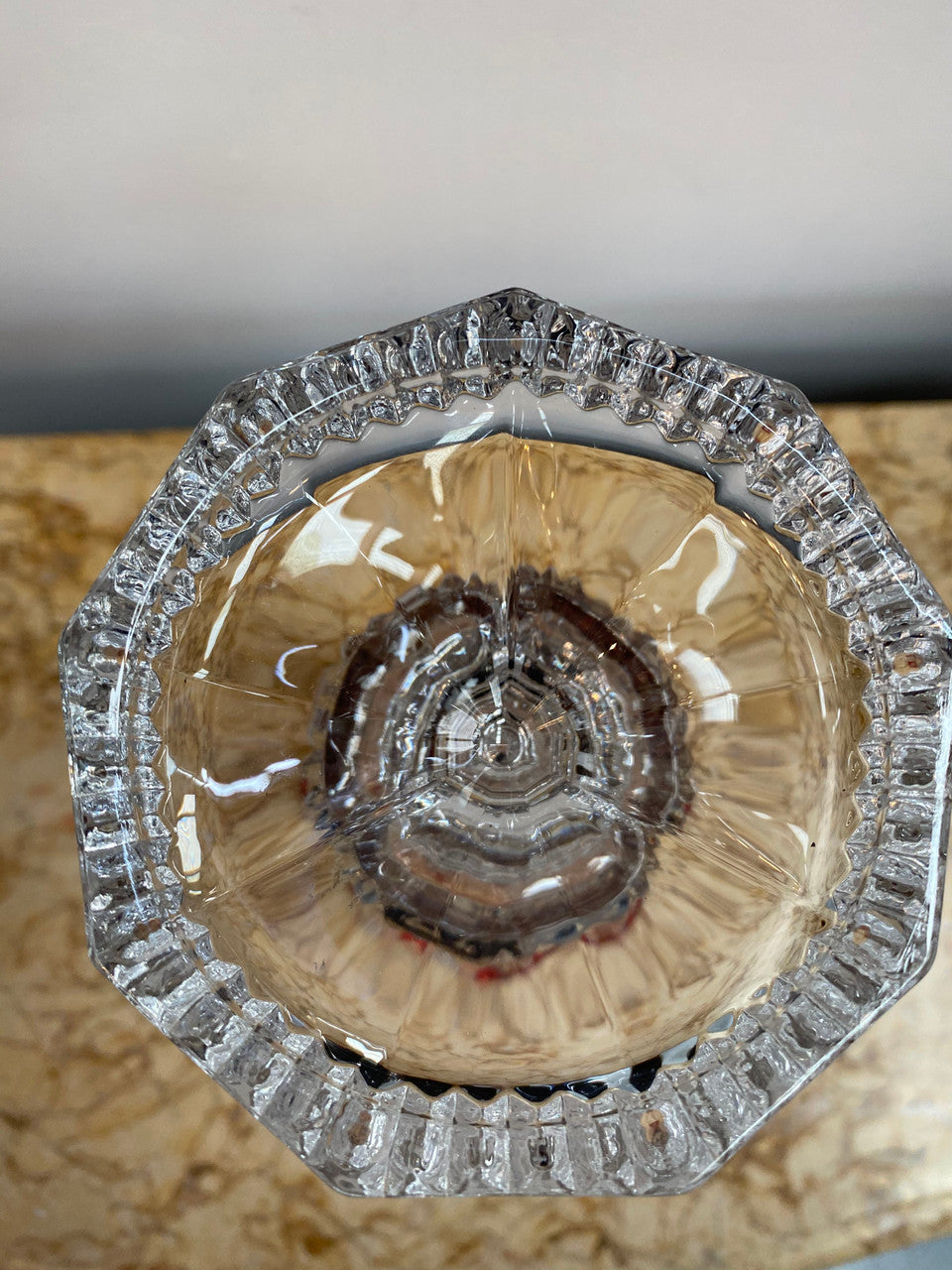 Vintage flash ruby crystal vase with some losses to ruby flashing.