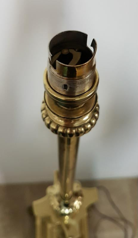 Edwardian Brass and Cast Iron Standard Lamp with Shade