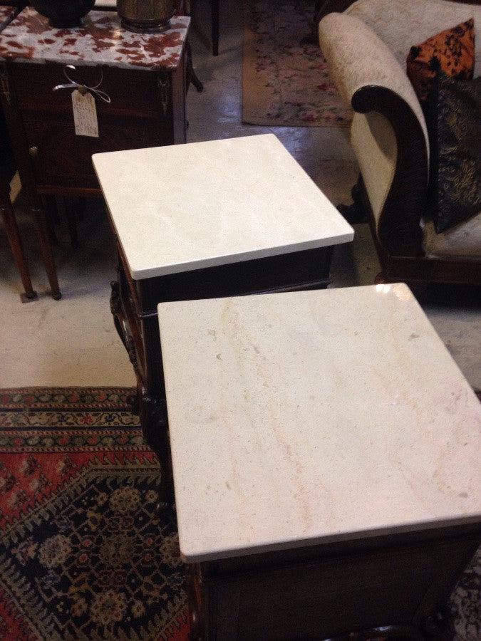 Pair French Marble Top Bedside Cabinets-1