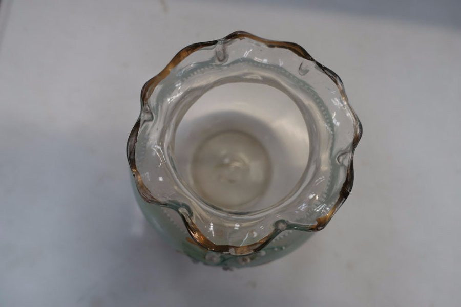 Satin Finished And Enamel Glass Vase