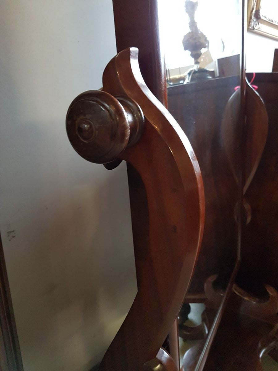Late Victorian Mahogany Cheval Mirror