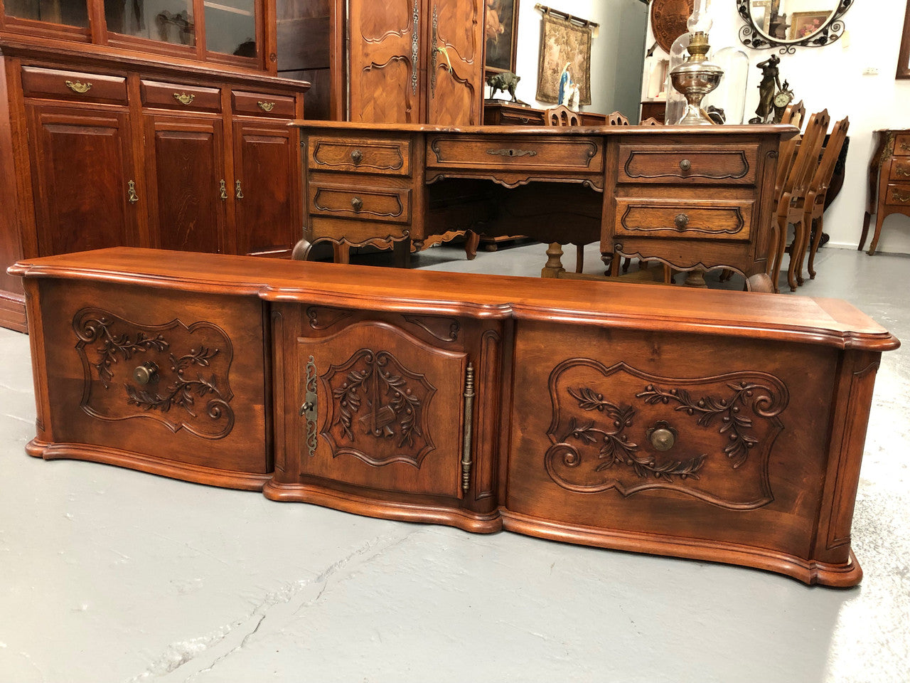Fabulous Carved Oak Low Line TV Cabinet