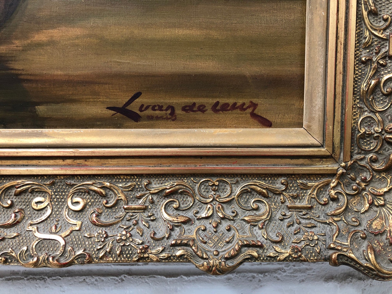 Large French signed oil on canvas of flowers. From circa 1950s and is in good original condition.