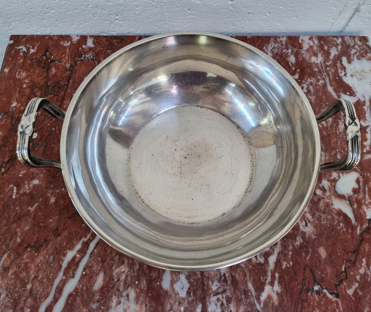 Beautiful and very rare Armand Frenais silver plate bowl. This piece is very heavy and high quality, early marks. In good original condition.