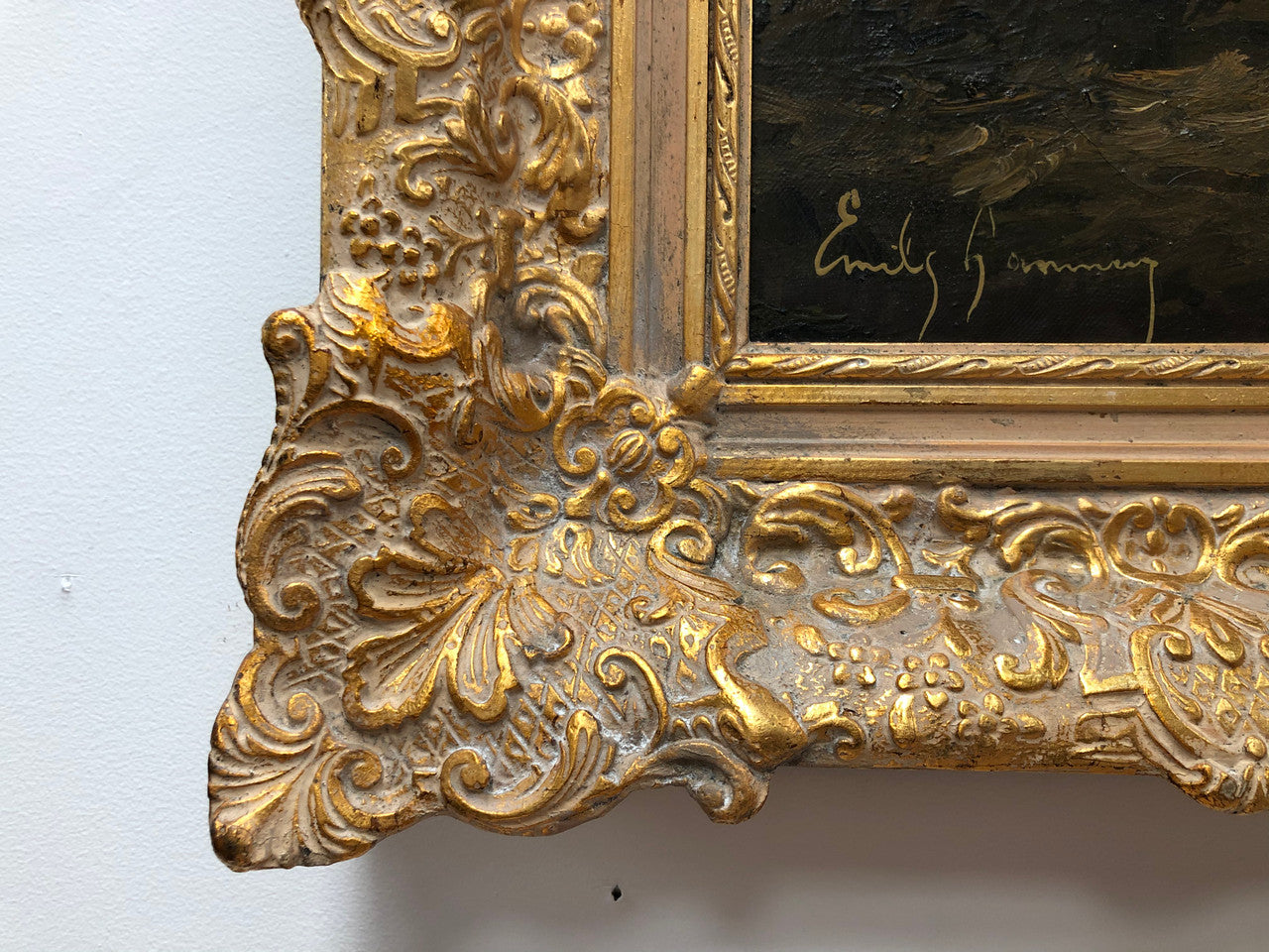 French gilt framed "River Landscape" oil on canvas. Signed. Crica 1950's.