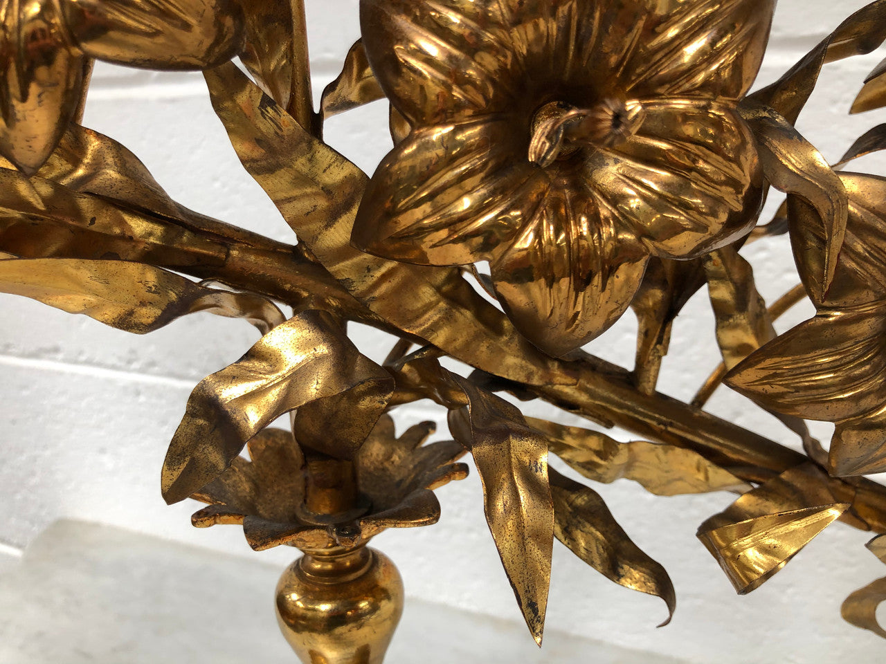 Fabulous & Highly Decorative Set Of Three French Brass Candelabras