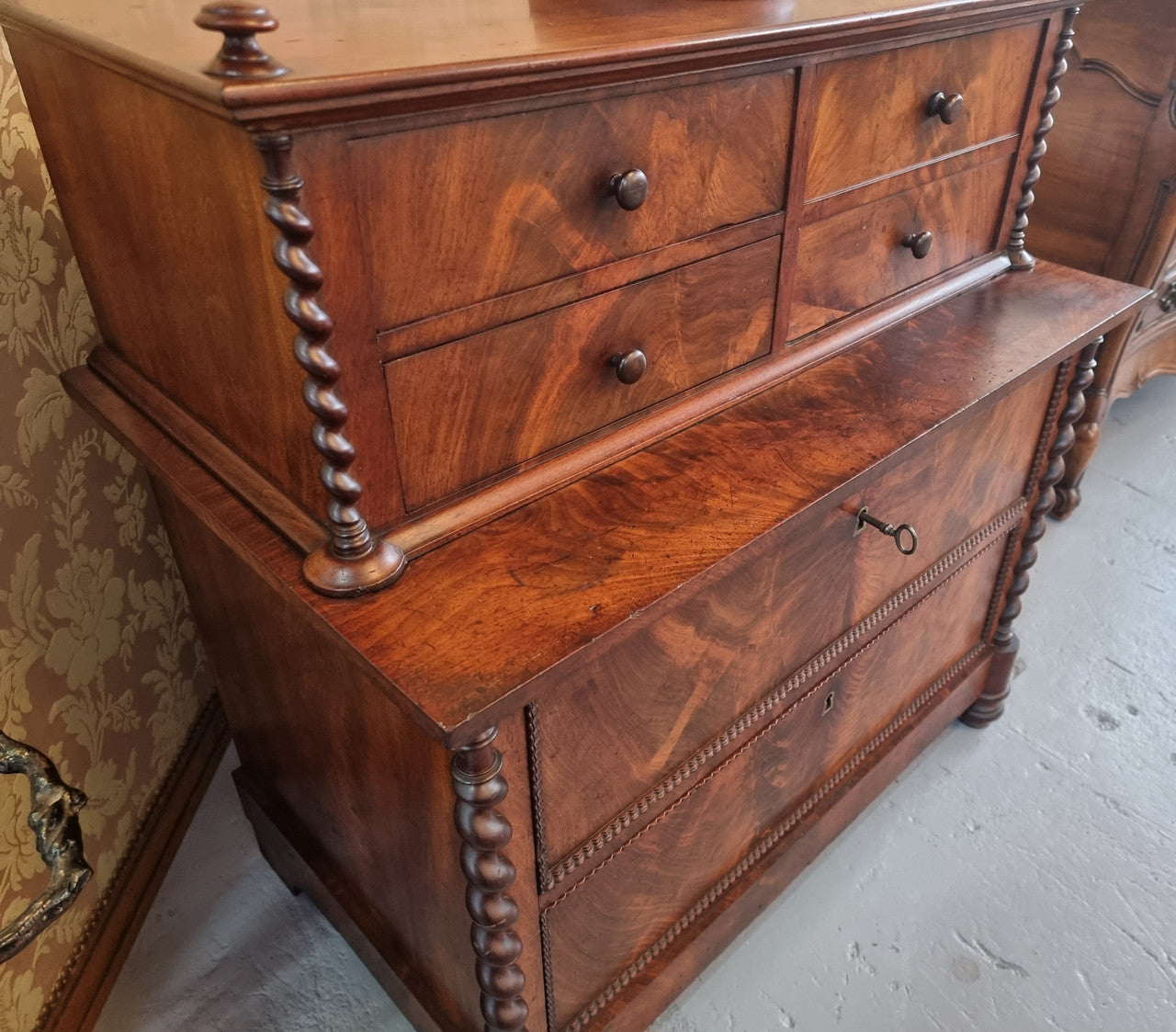 Rare Georgian Flame Mahogany Miniature Chest on Chest