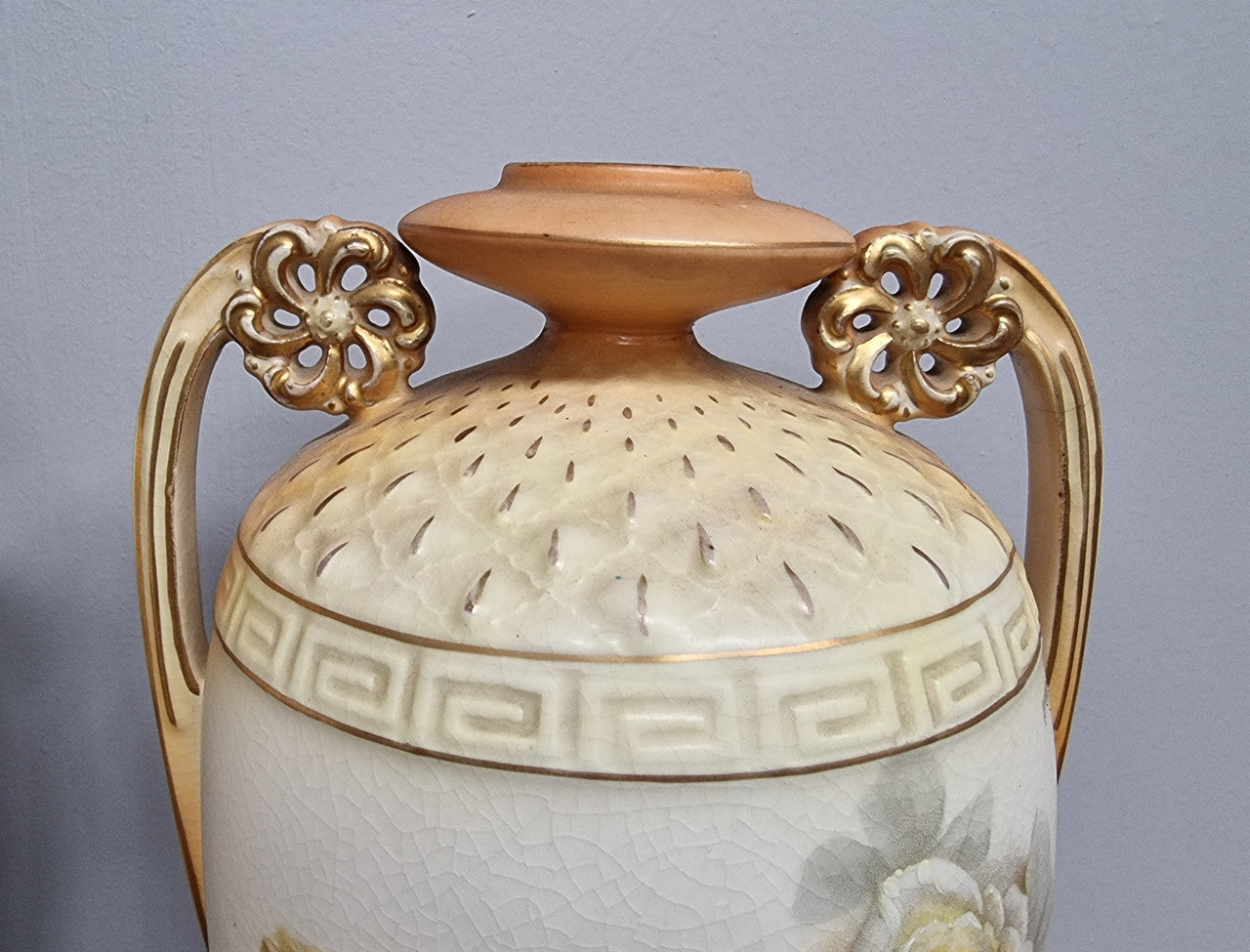 Lovely pair of Edwardian floral vases from Austria with beautiful roses on them in good original condition. Some crazing throughout please view photos as they help form past of the description.