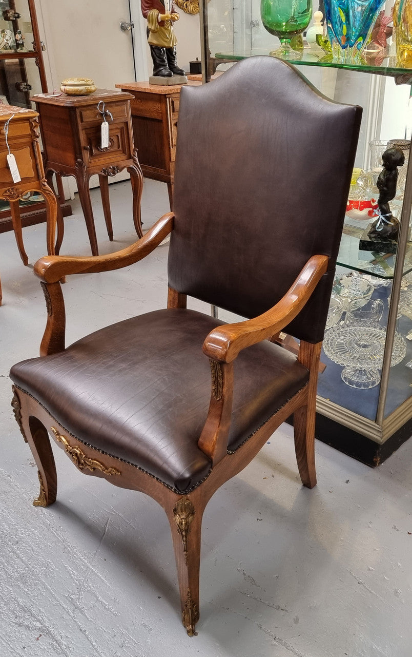Grand French Oak Louis XV Style Newly Upholstered Desk Chair