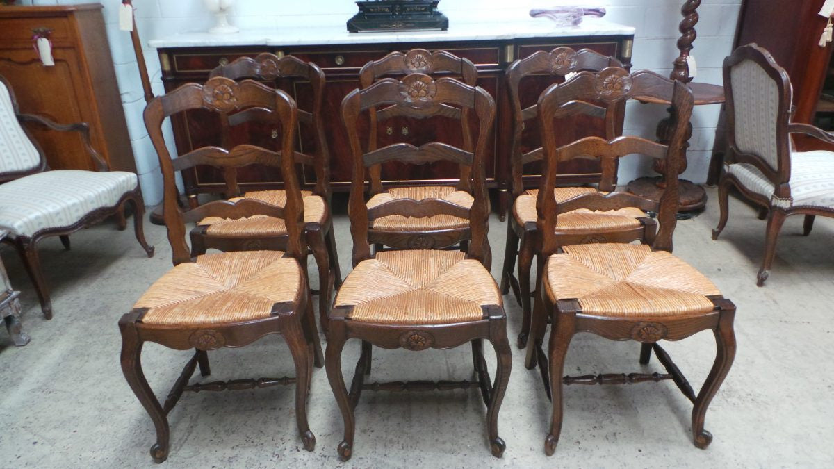 Set of Six French Ladder Back Chairs-2