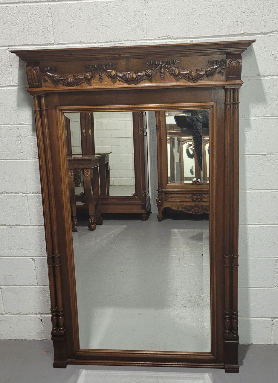 Nicely Carved Walnut Mantle Mirror