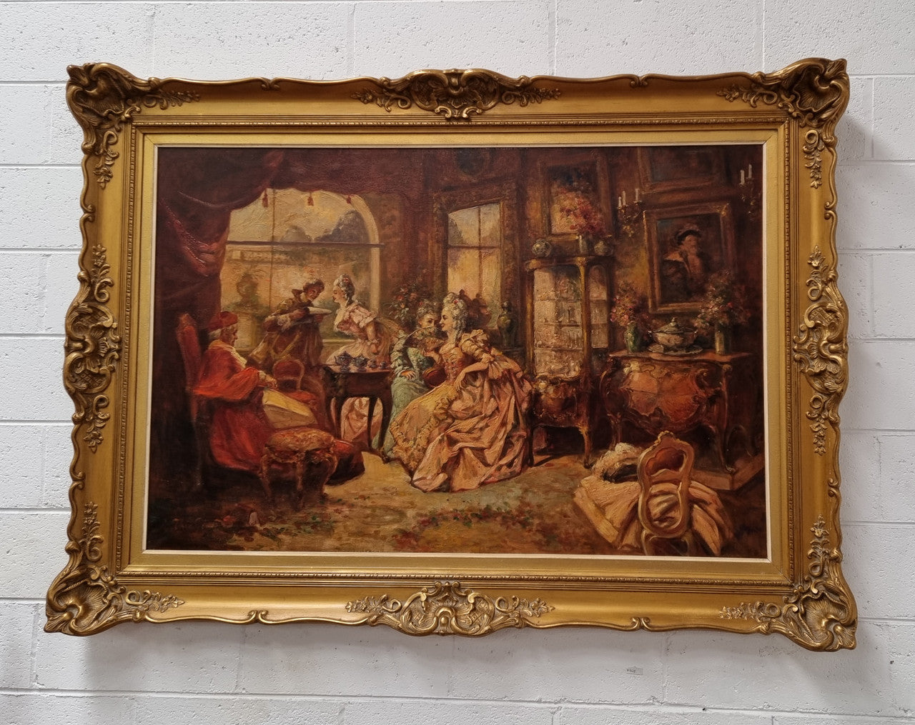 Beautifully framed oil on canvas, sourced in France is this stunning painting in an ornate decorative frame and in good condition.