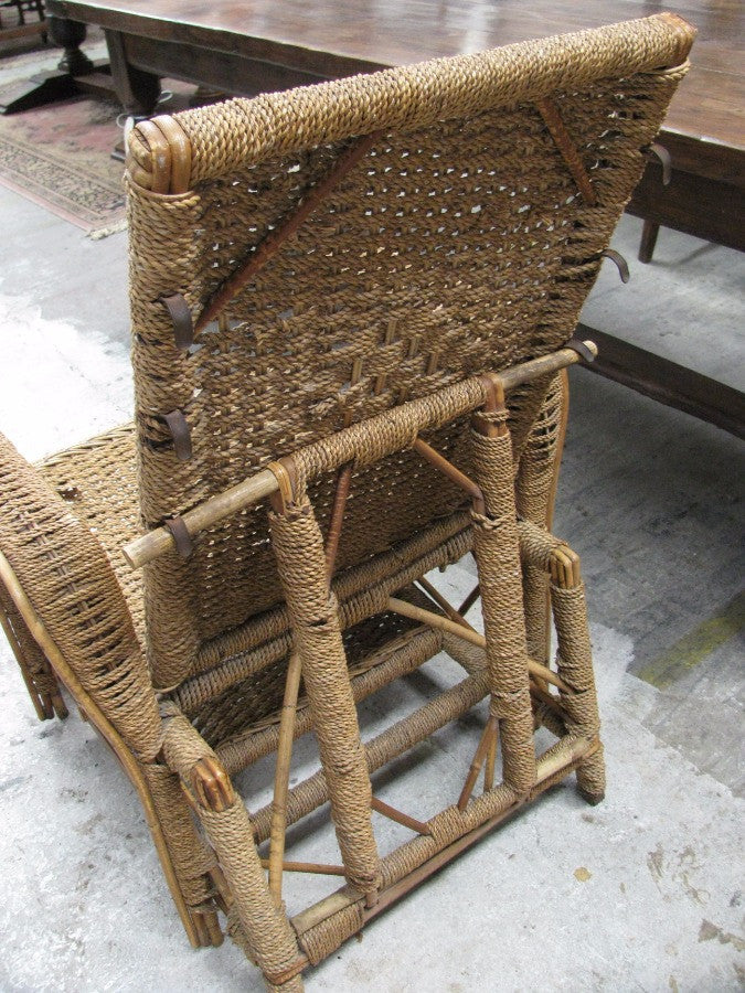Vintage Seagrass Reclining Chair