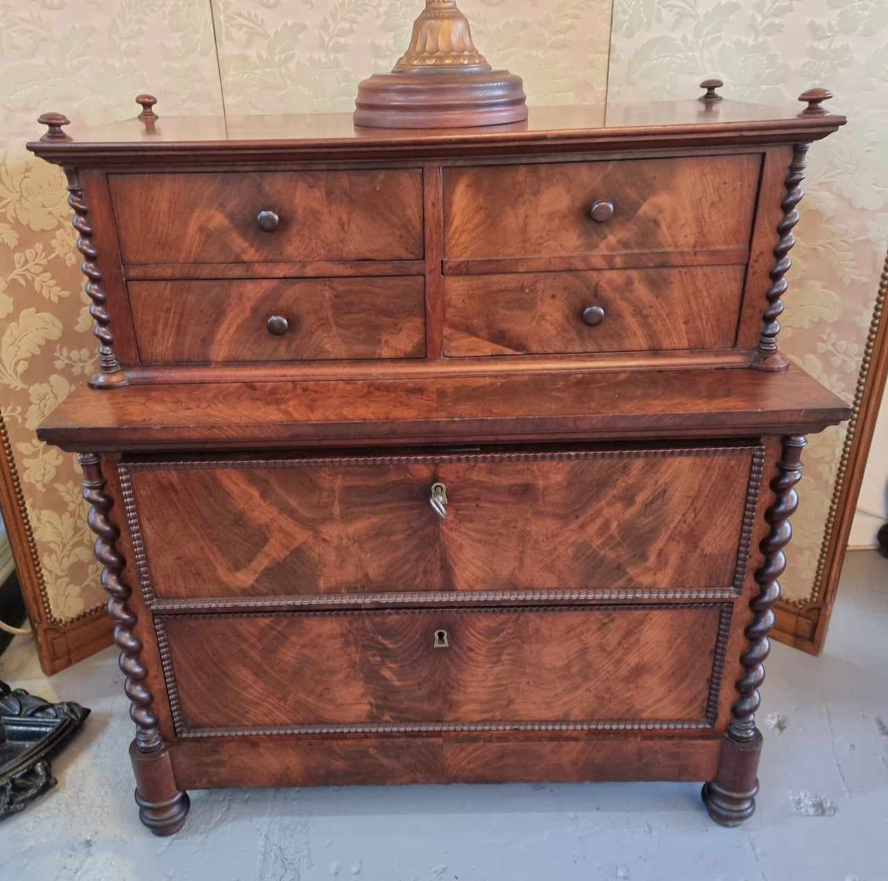 Rare Georgian Flame Mahogany Miniature Chest on Chest