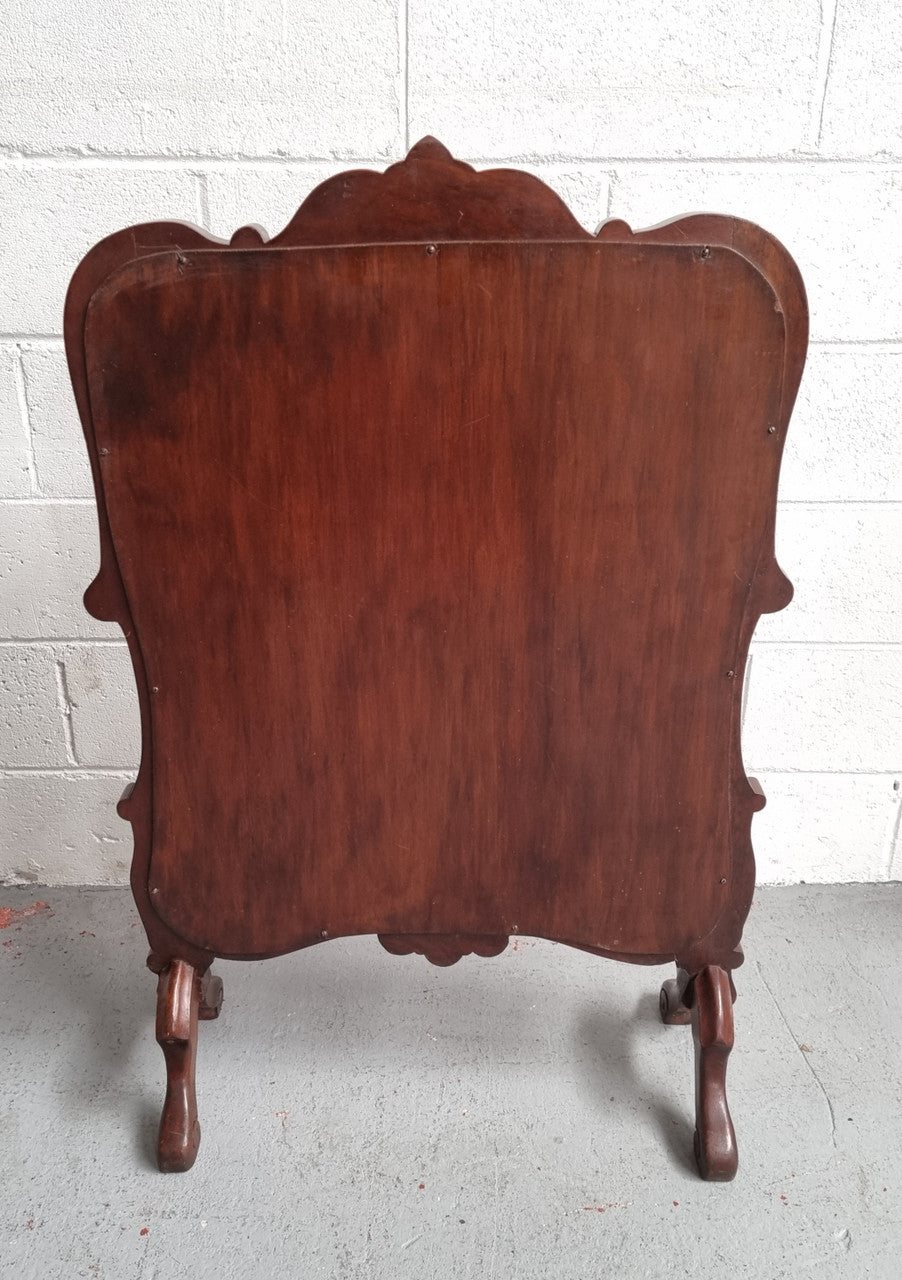 Attractive Carved Wooden Framed Fire Screen featuring Tapestry. In good detailed condition.