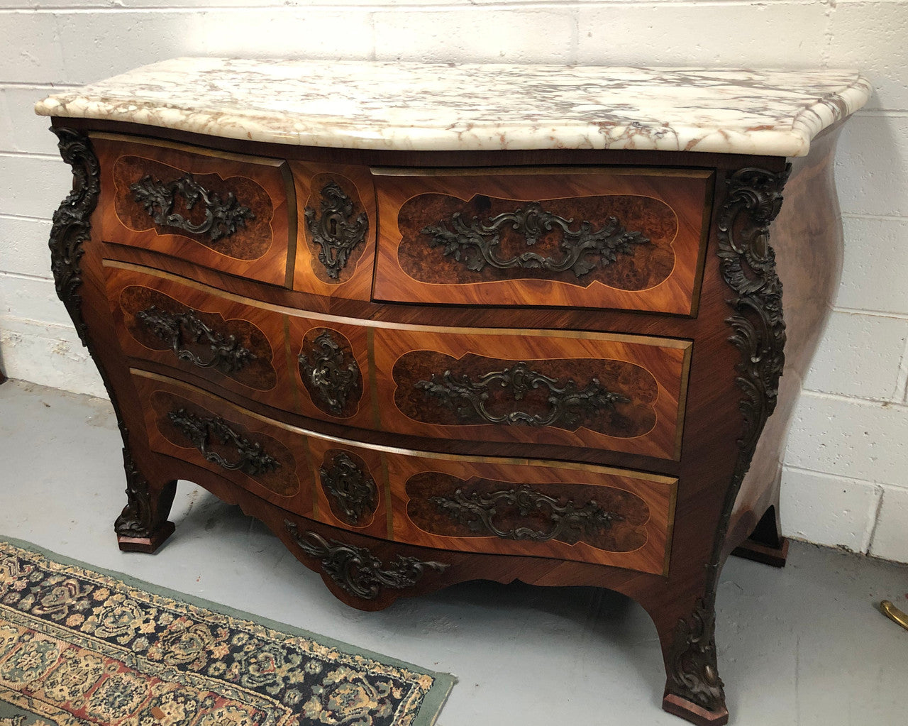 Antique French Louis XV Style Bombe Commode