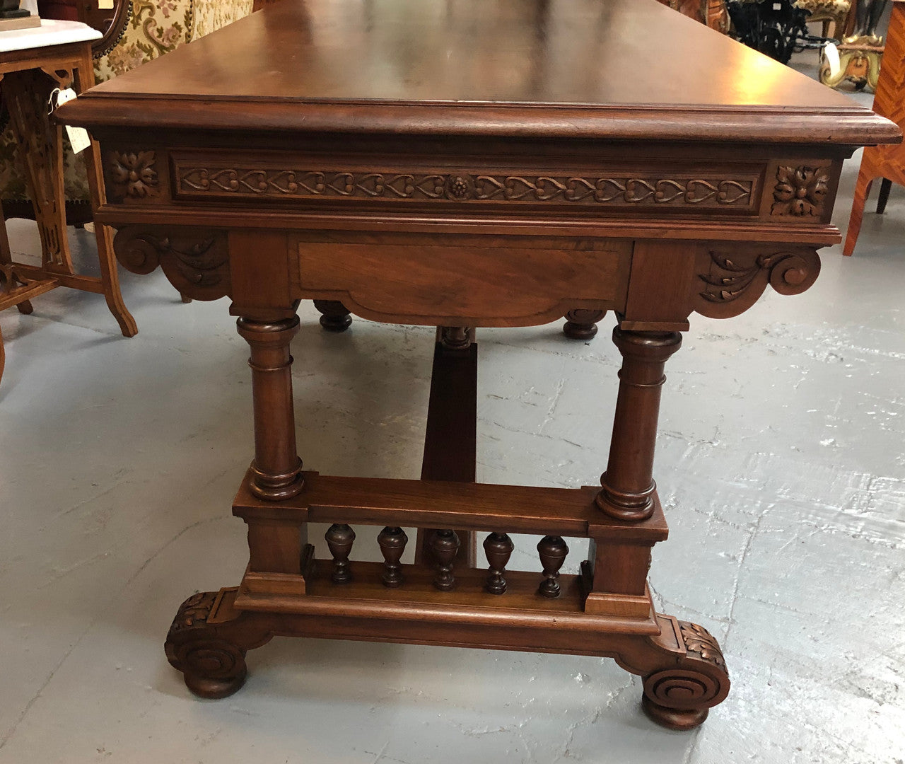 19th Century French Walnut Henry II Style Desk