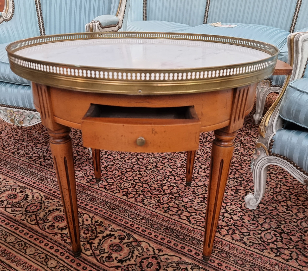 Louis XVI Style Mahogany Marble Top Bouillotte Table
