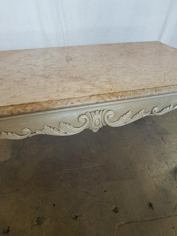 French Painted Marble Top Coffee Table