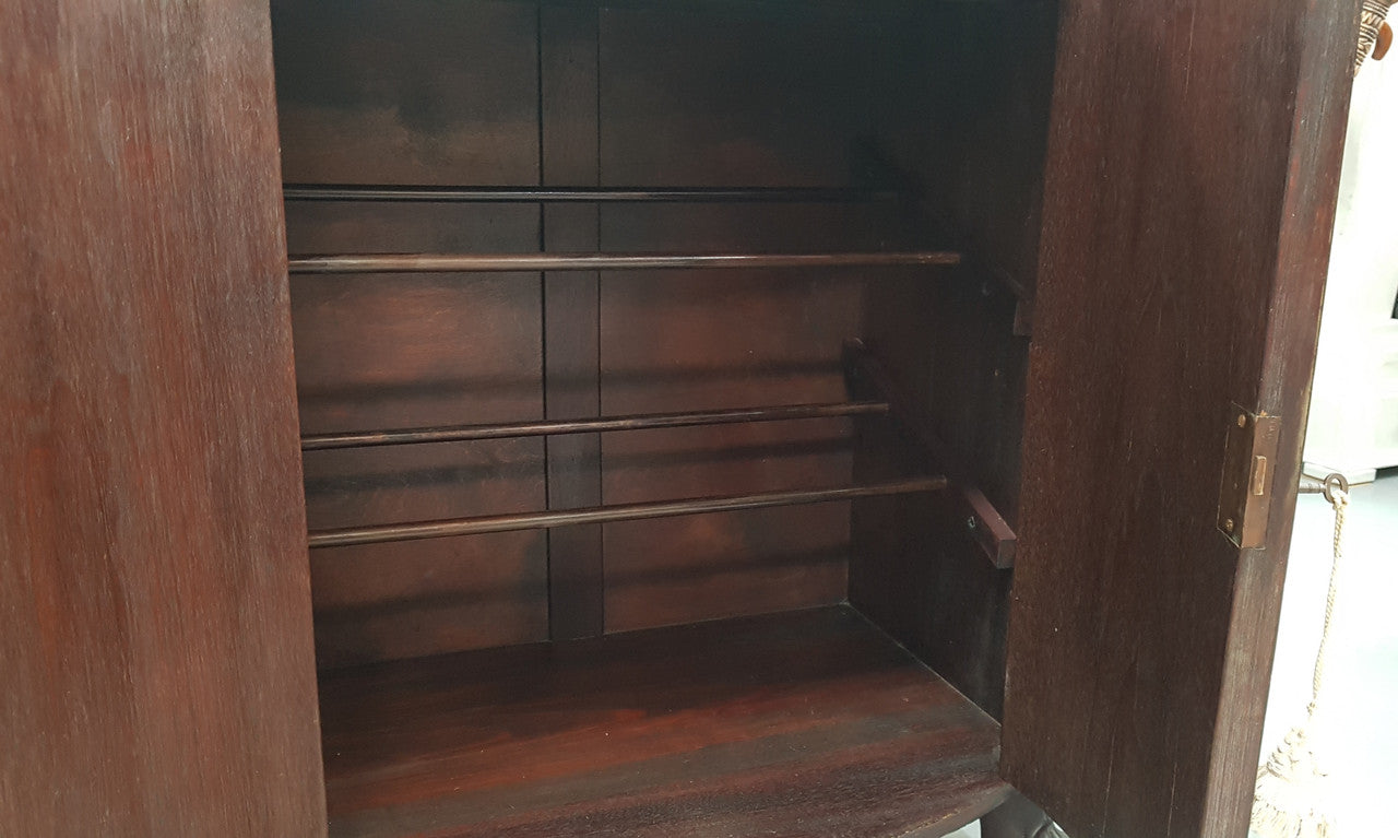 Antique Flame Mahogany Claw Foot Shoe Cupboard