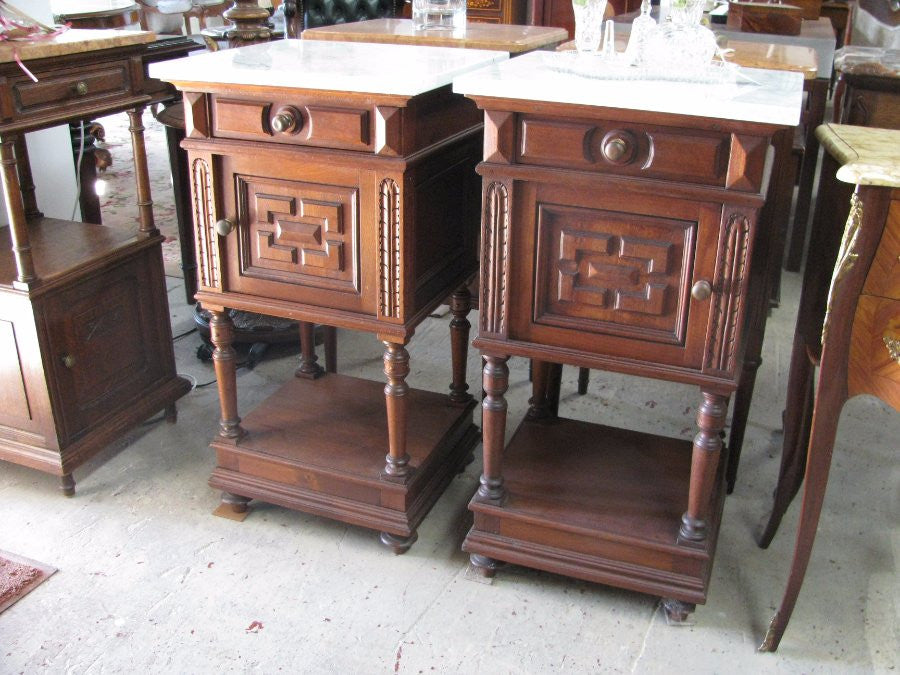 Pair French Walnut Bedside Cabinets