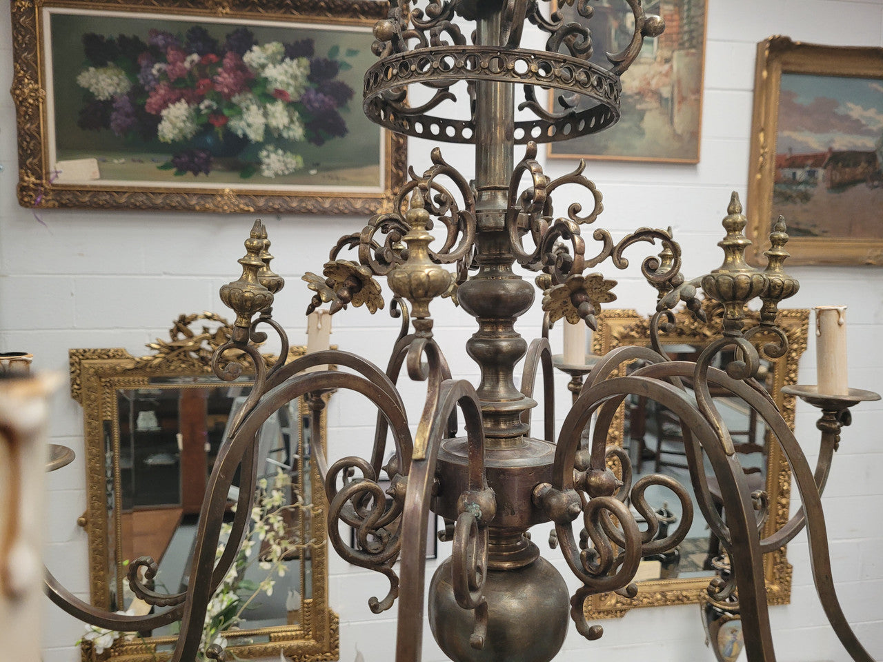 French Bronze Empire Style 8 Light Chandelier