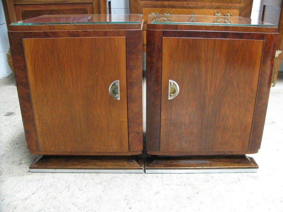 French Art Deco Bedside Cabinets