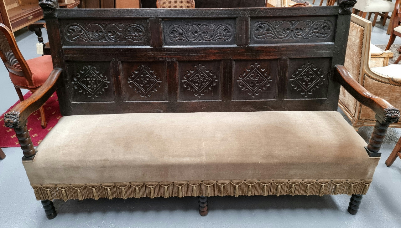 Sensational Antique French Oak Gothic Revival Bench Seat