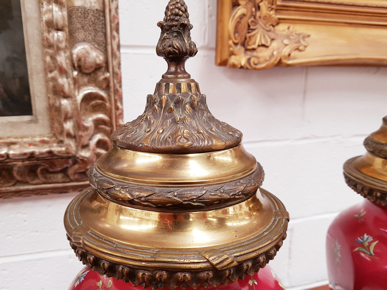 Pair Of 19th Century French Floral Brass & Bronze Mounted Cassolettes