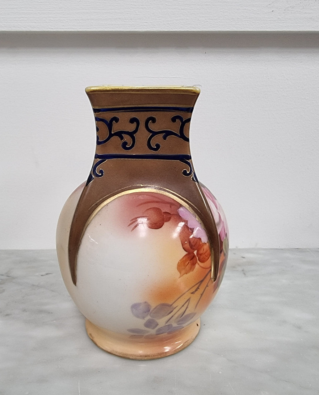 Rare Noritake Vase With Floral Scene