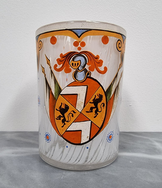 Rare 19th Century French Opaline Coat of Arms Cup-Vase
