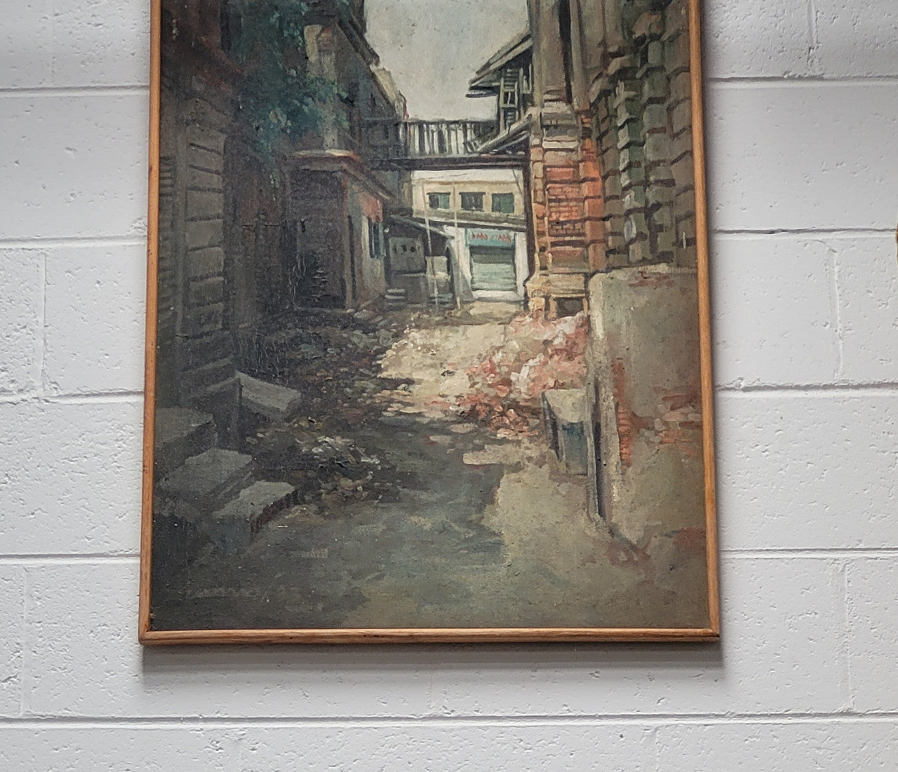 European Olde World Street Scene Oil On Canvas