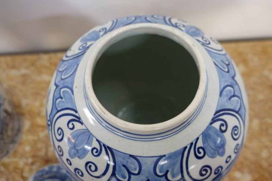 Pair of Victorian Delftware Vases