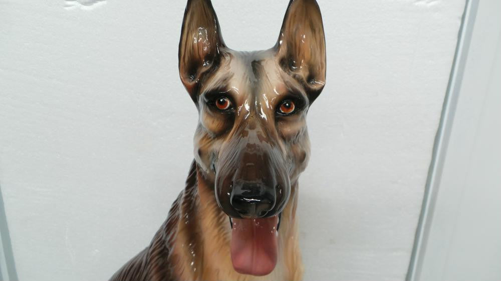Life Size Mid Century Italian Porcelain German Shepherd