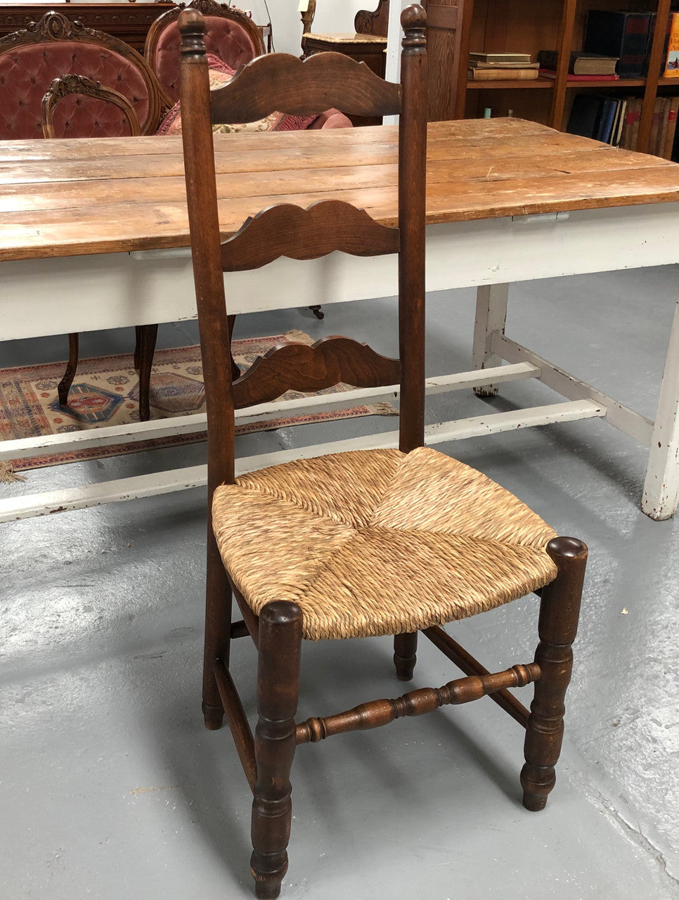 French Set Of Six Ladder Back Rush Seat Chairs