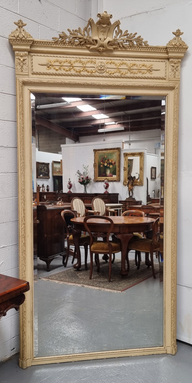 French 19th Century Napoleon III Style Grand Painted & Gilded Mirror