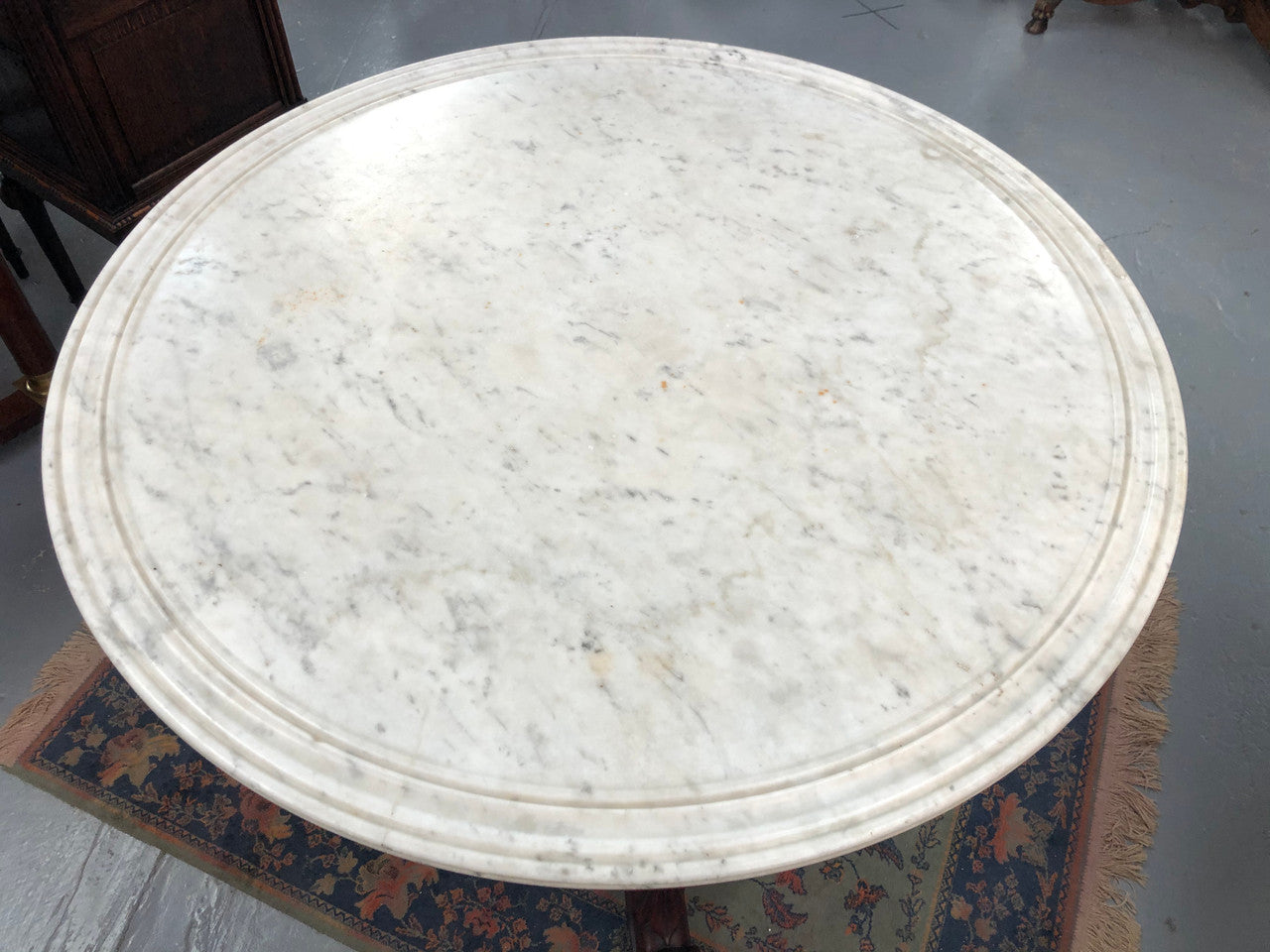 Mid 19th Century French Walnut White Marble Top Centre Table