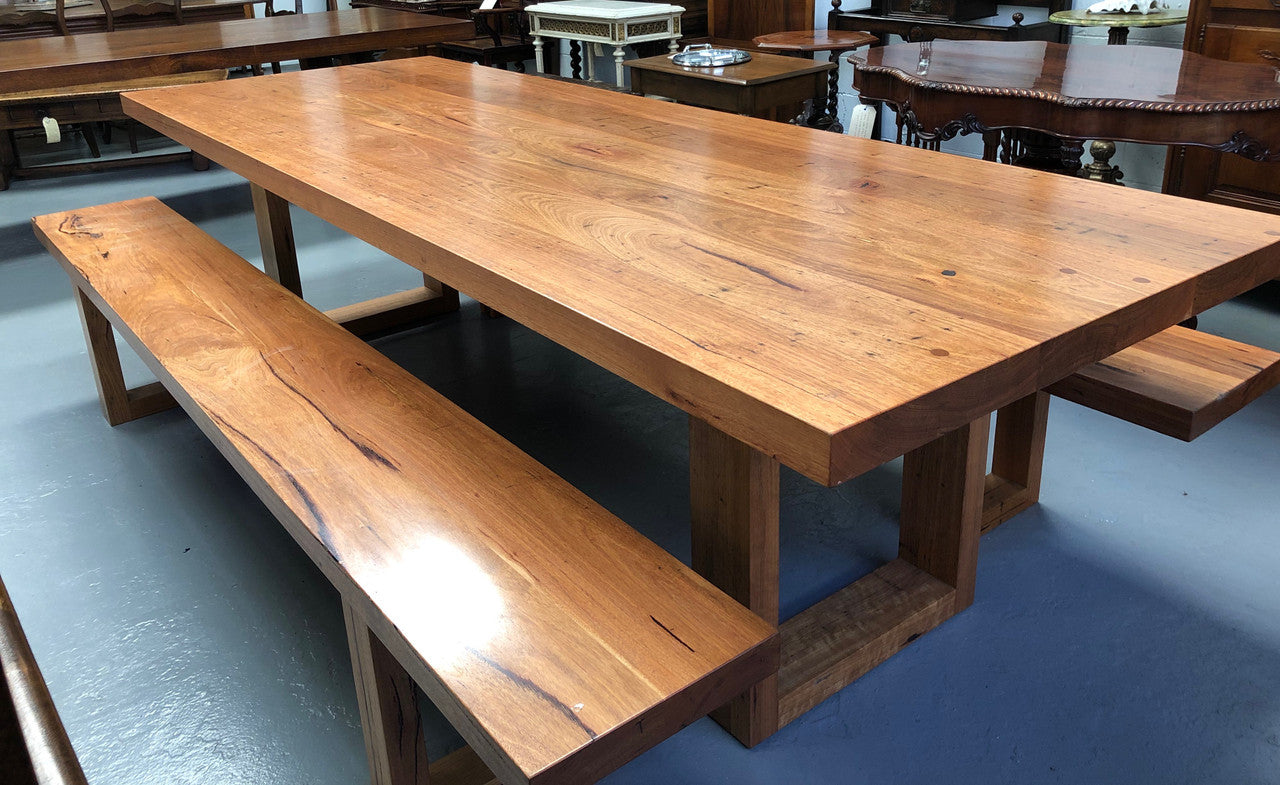 Industrial Style Dining Table and Bench Seats