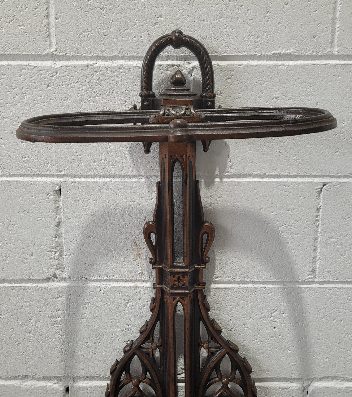 Victorian Gothic style cast iron umbrella stand. In good original detailed condition.